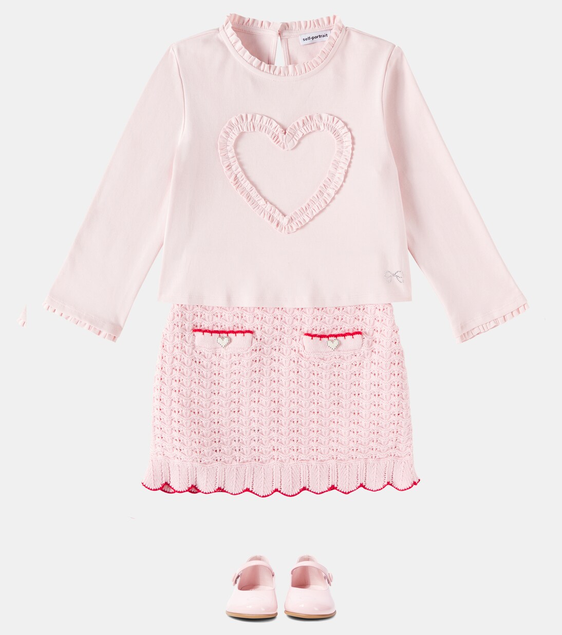 Embellished scalloped cotton-blend skirt | Self-Portrait Kids