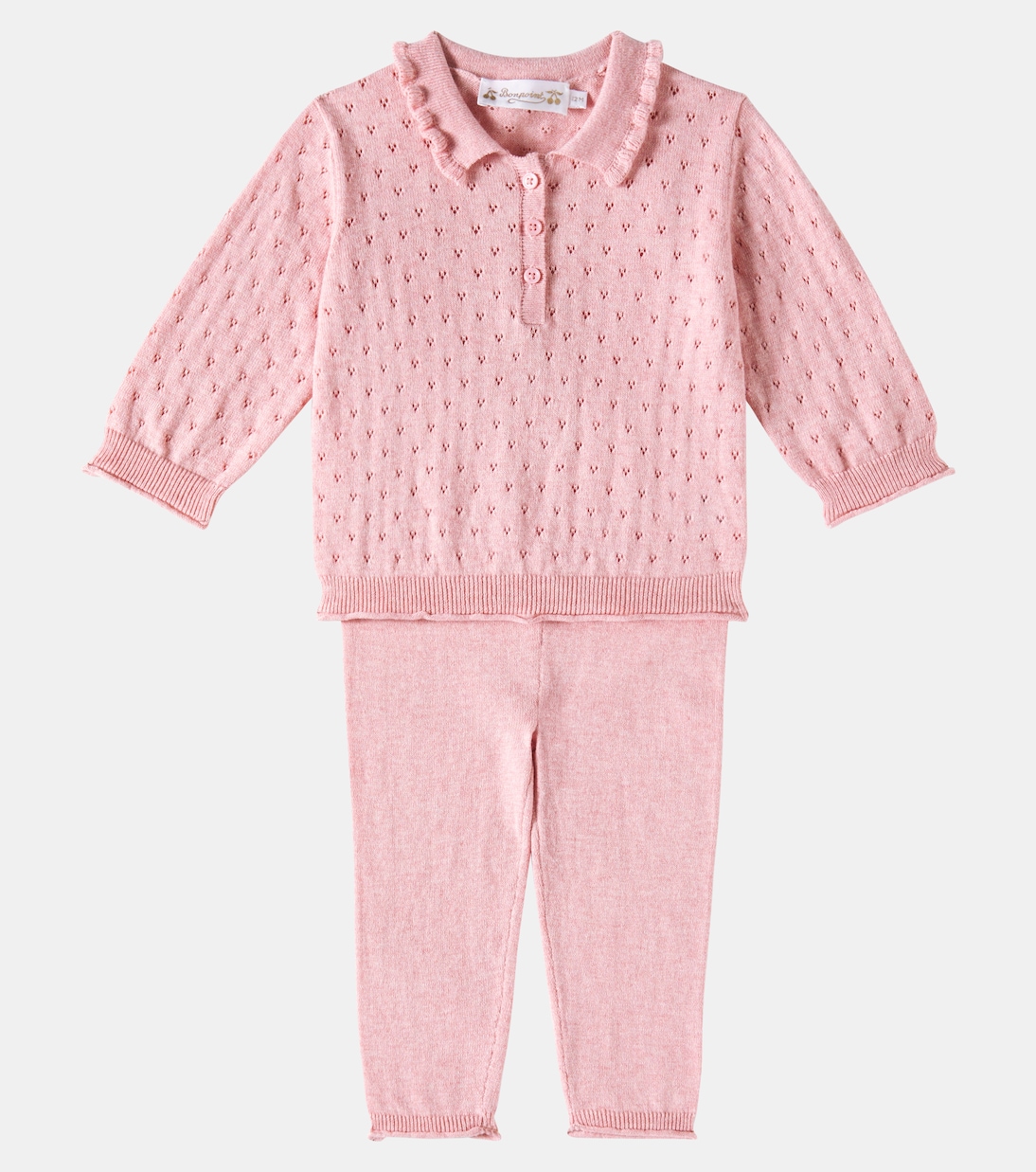 Baby Eliette cotton shirt and pants set | Bonpoint