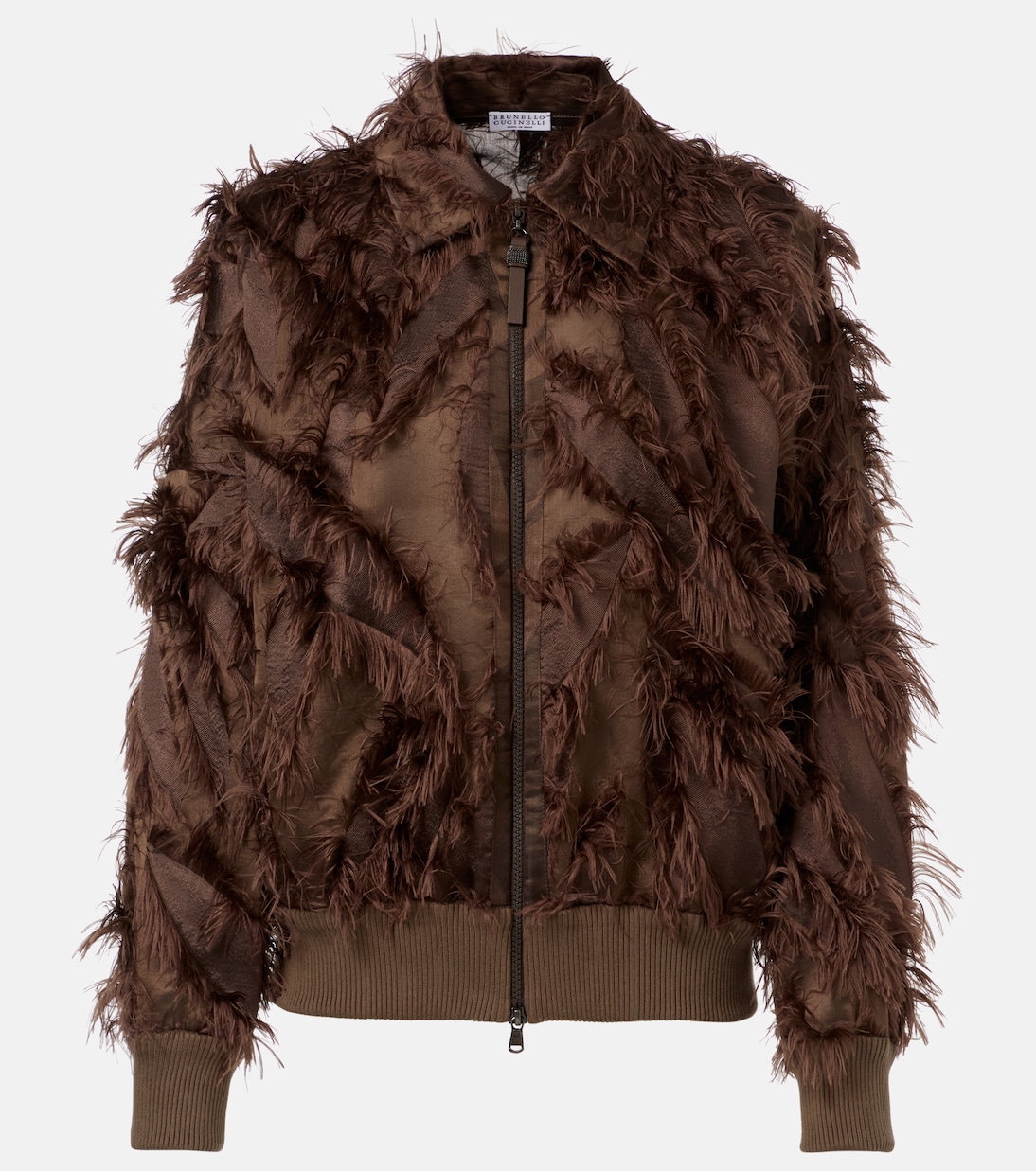 Feather-trimmed jacket | Brunello Cucinelli