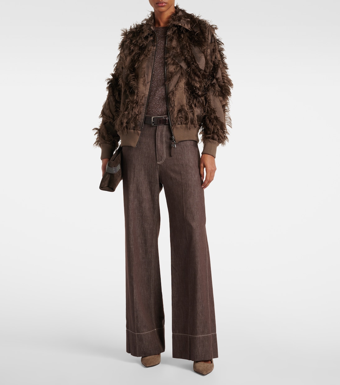 Feather-trimmed jacket | Brunello Cucinelli