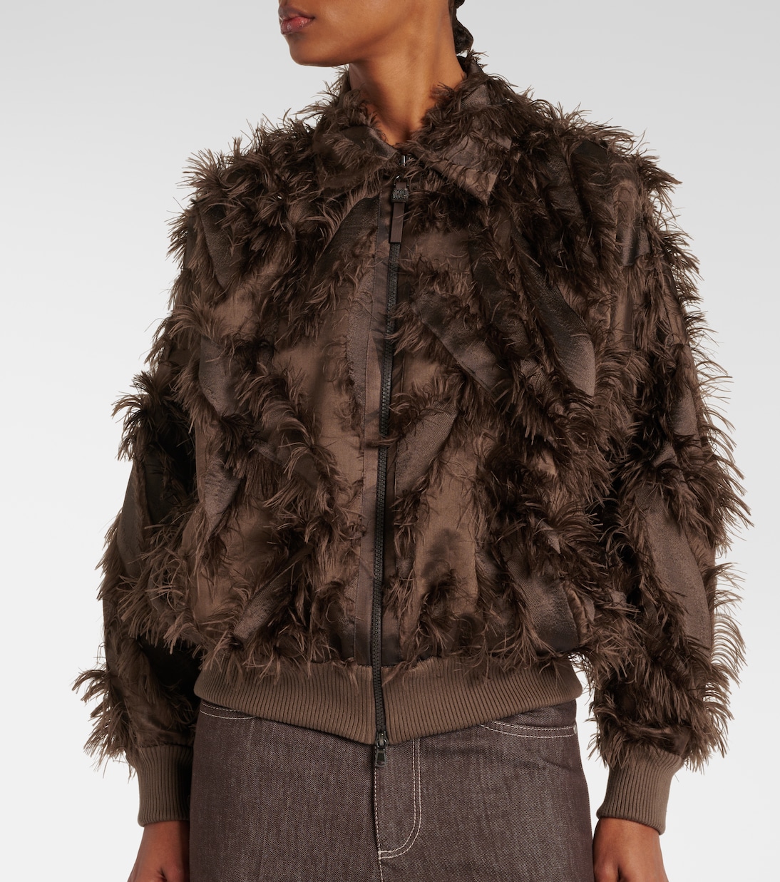 Feather-trimmed jacket | Brunello Cucinelli