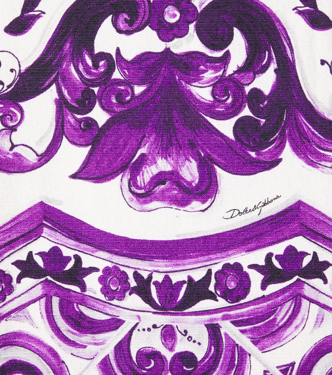 Abito Majolica in misto cotone e lino | Dolce&Gabbana Kids