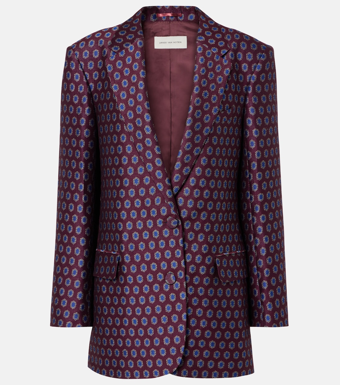 Printed wool, cotton, and linen-blend blazer | Dries Van Noten