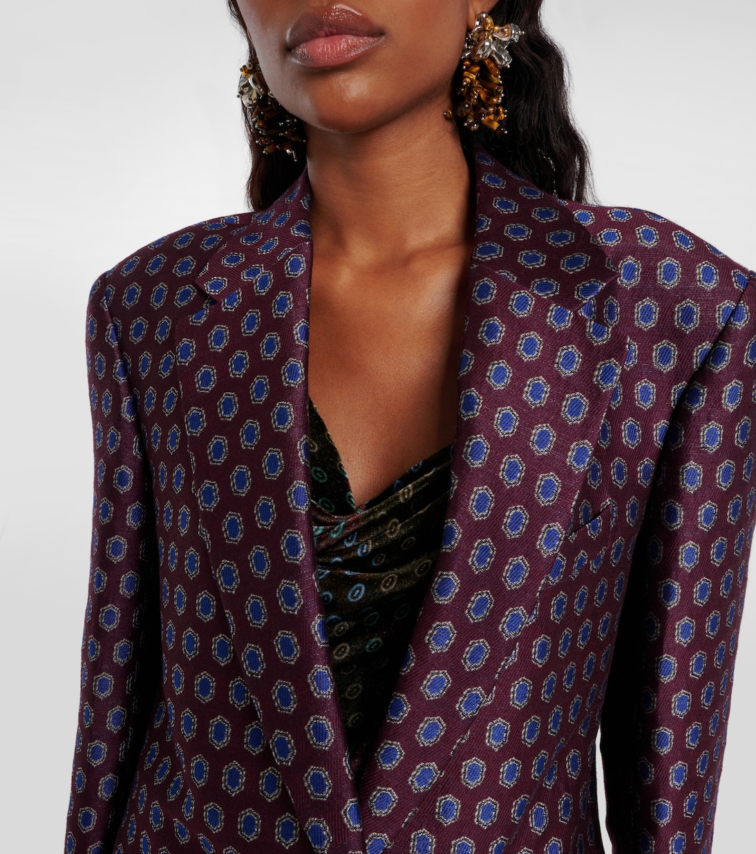 Printed wool, cotton, and linen-blend blazer | Dries Van Noten