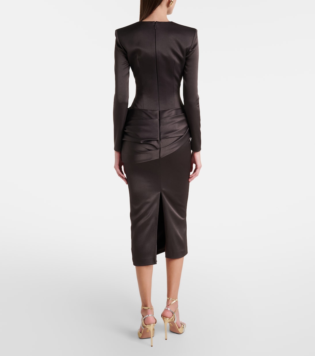 Draped satin crêpe cocktail dress | Alex Perry