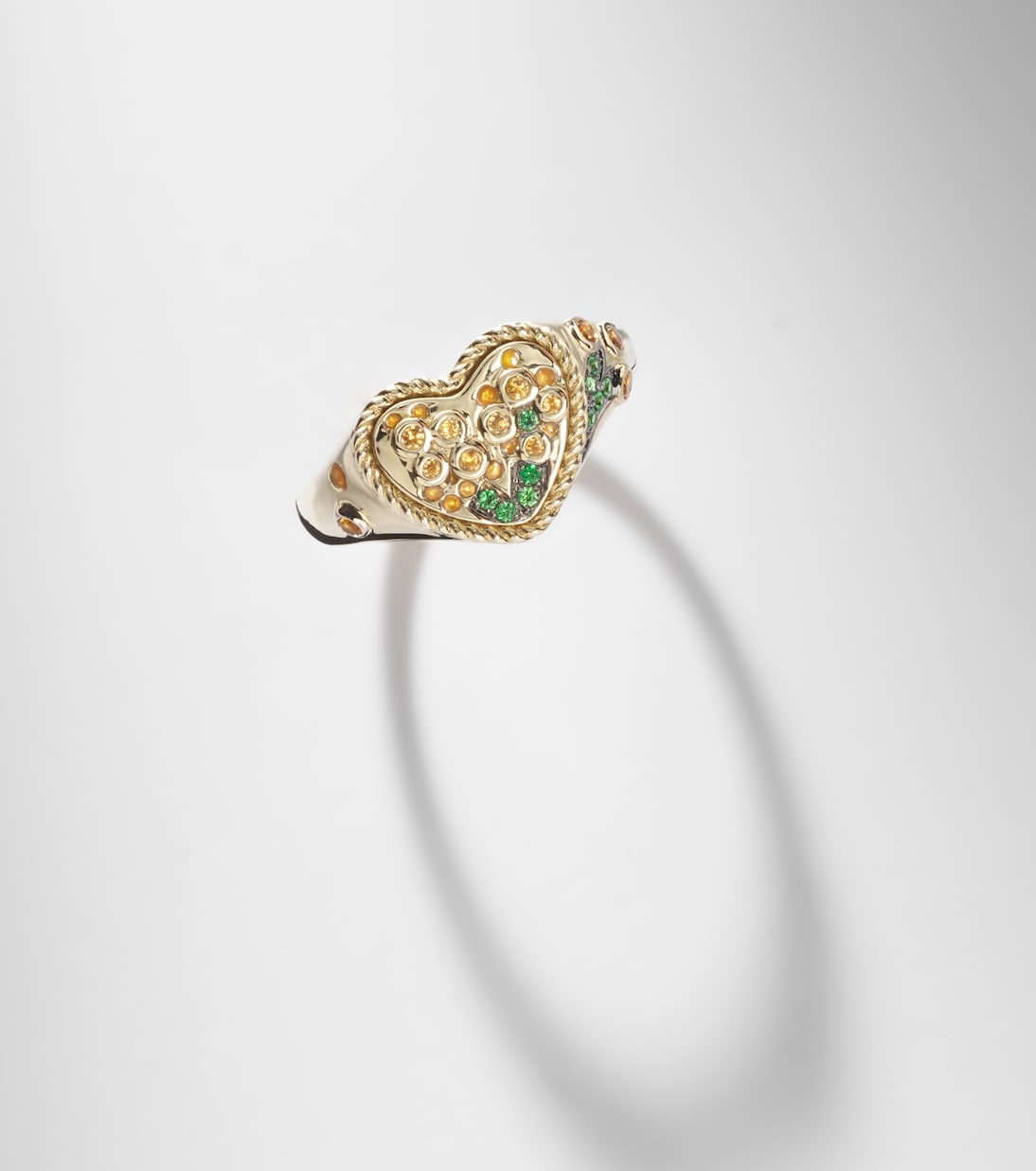Cœur Mimosa Mini 9kt gold (375/1000) pinky ring with gemstones | Yvonne Léon