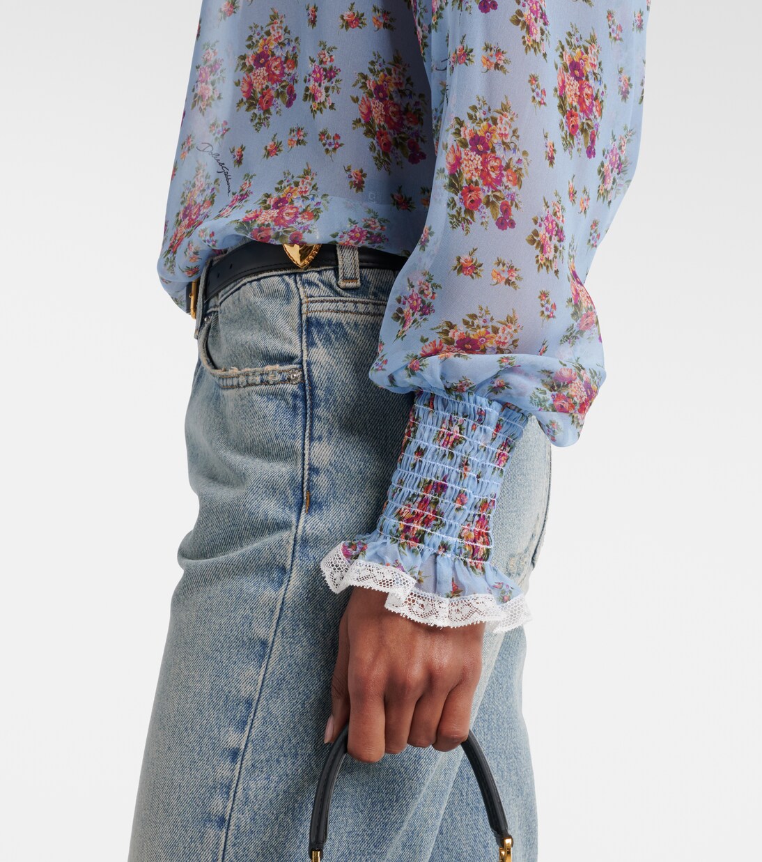 Floral ruffled silk and cotton blouse | Dolce&Gabbana