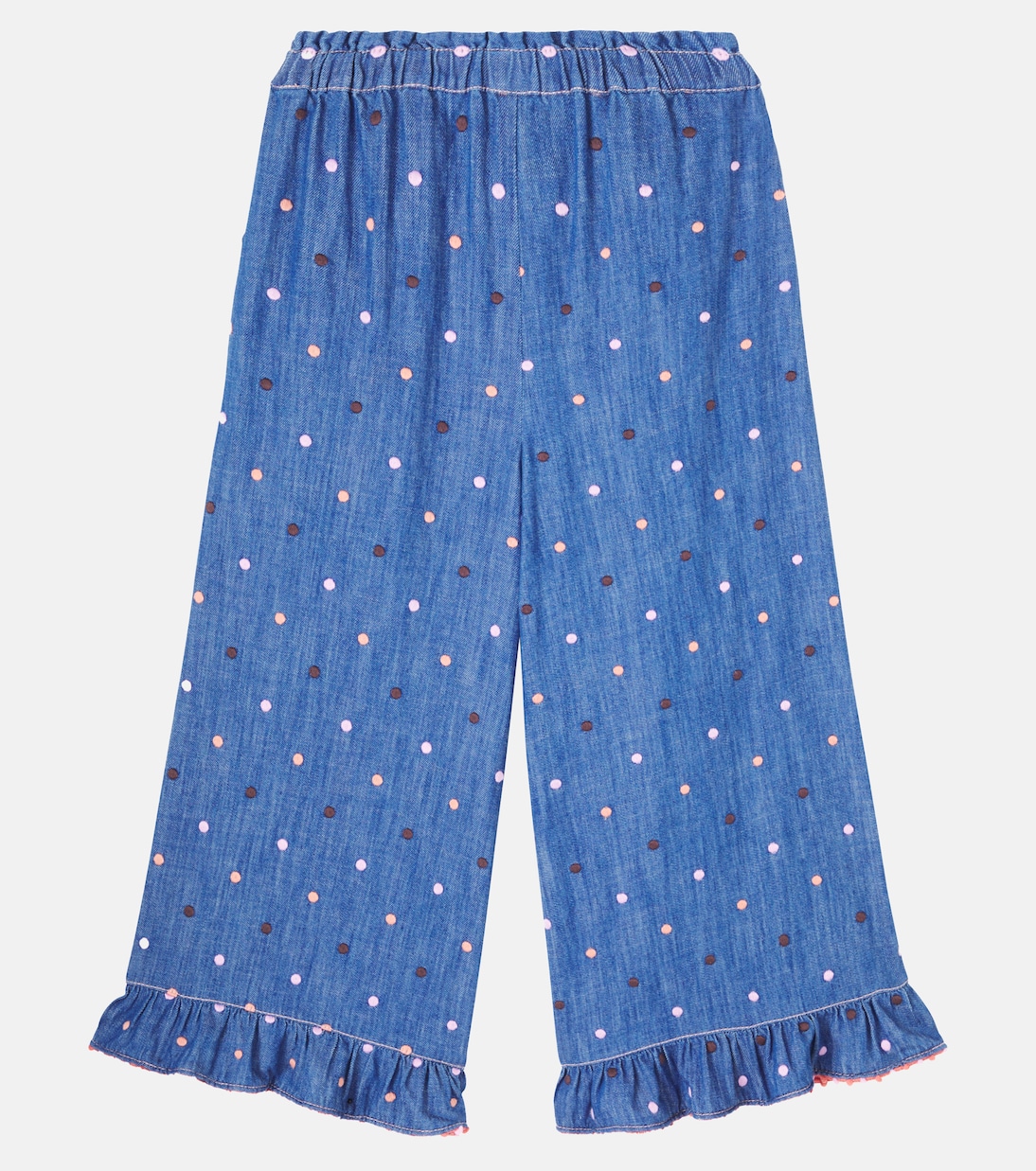 Embroidered polka-dot denim pants | Zimmermann Kids