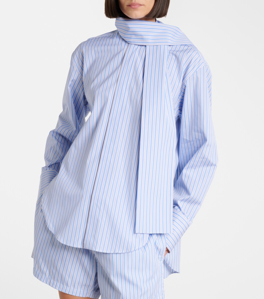 Scarf-detail striped cotton shirt | Plan C