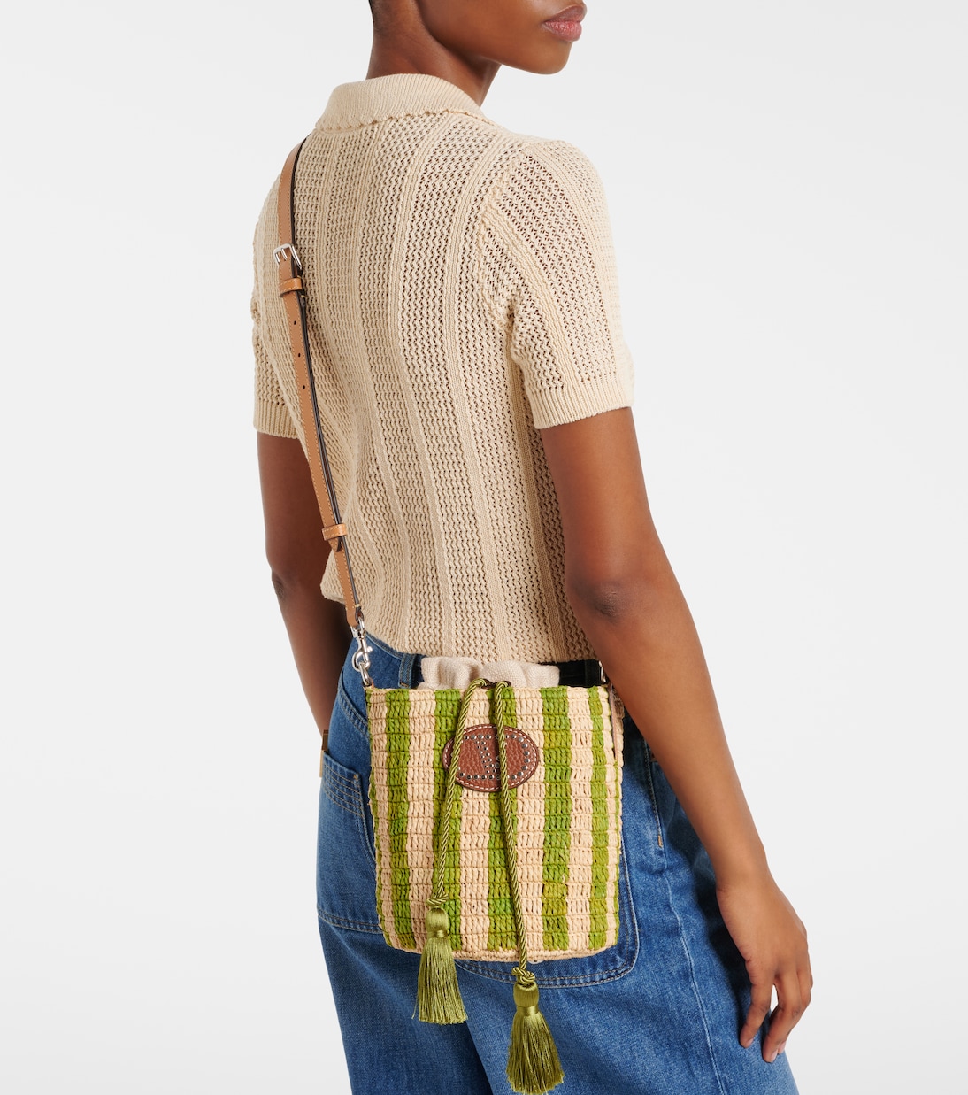 Borsa VLogo Mini in rafia a righe | Valentino Garavani