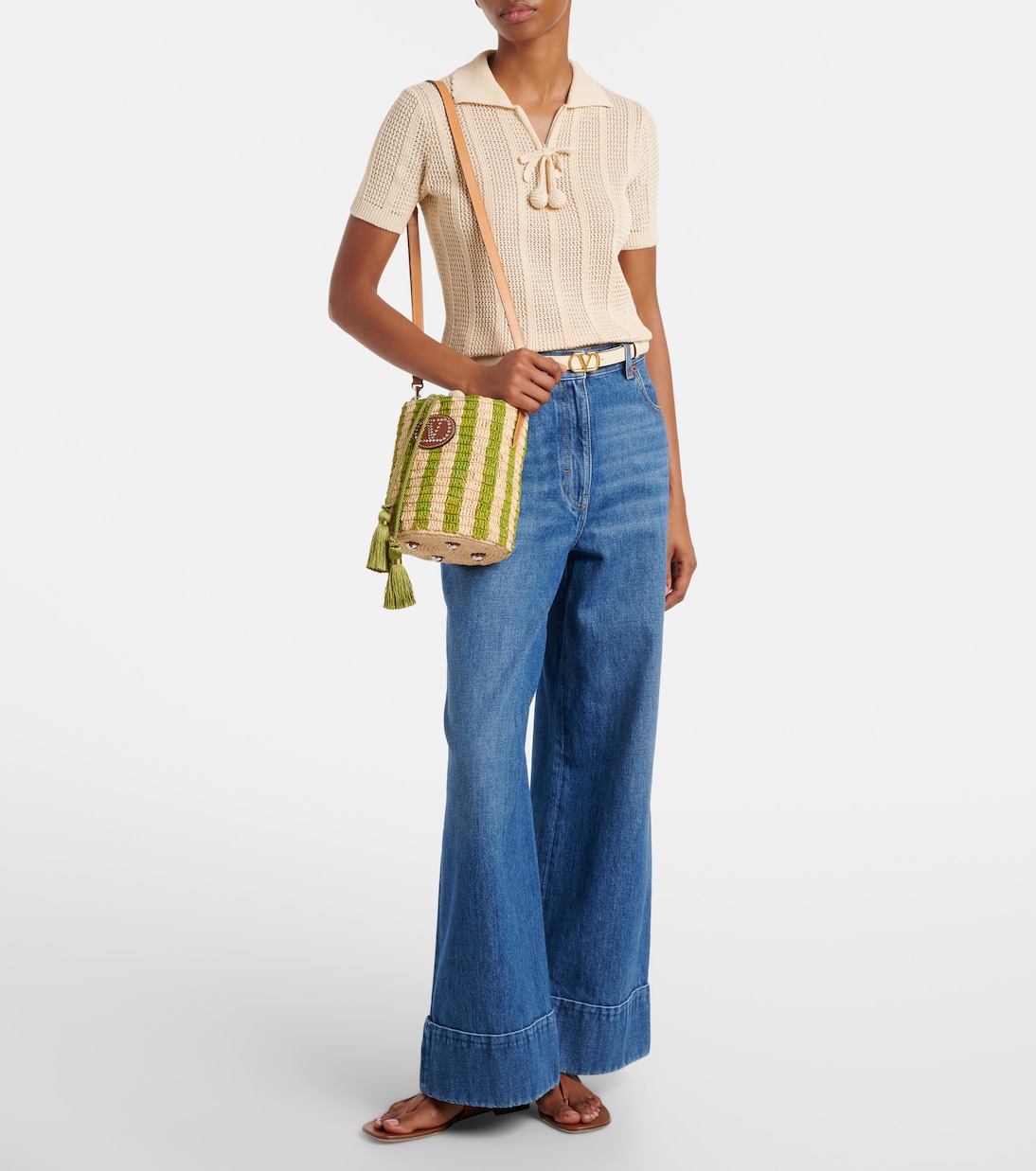 Borsa VLogo Mini in rafia a righe | Valentino Garavani