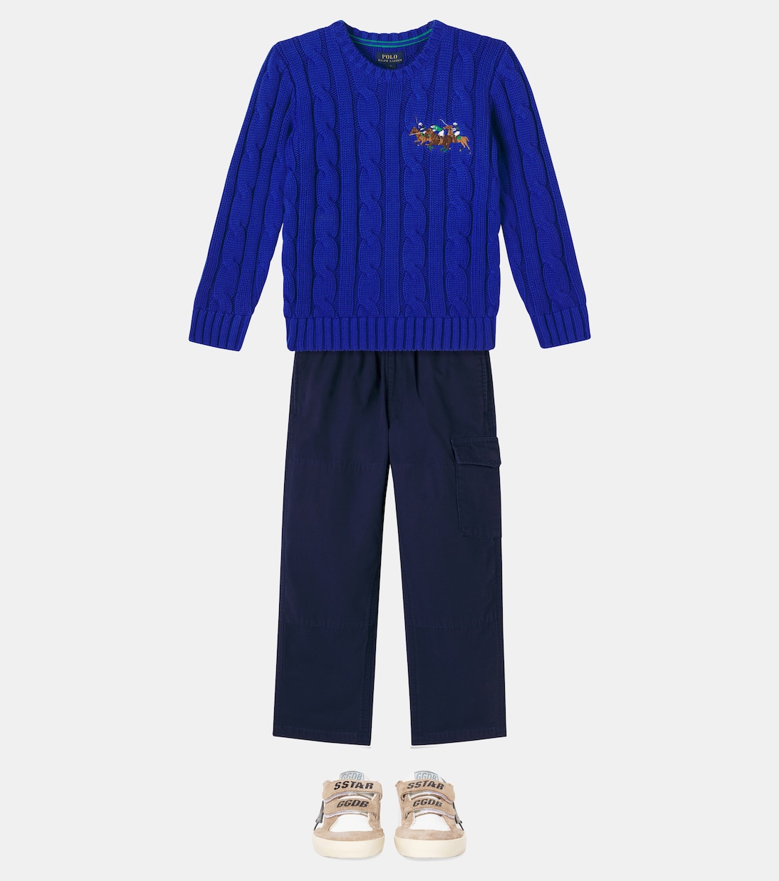 Cable-knit embroidered cotton sweater | Polo Ralph Lauren Kids