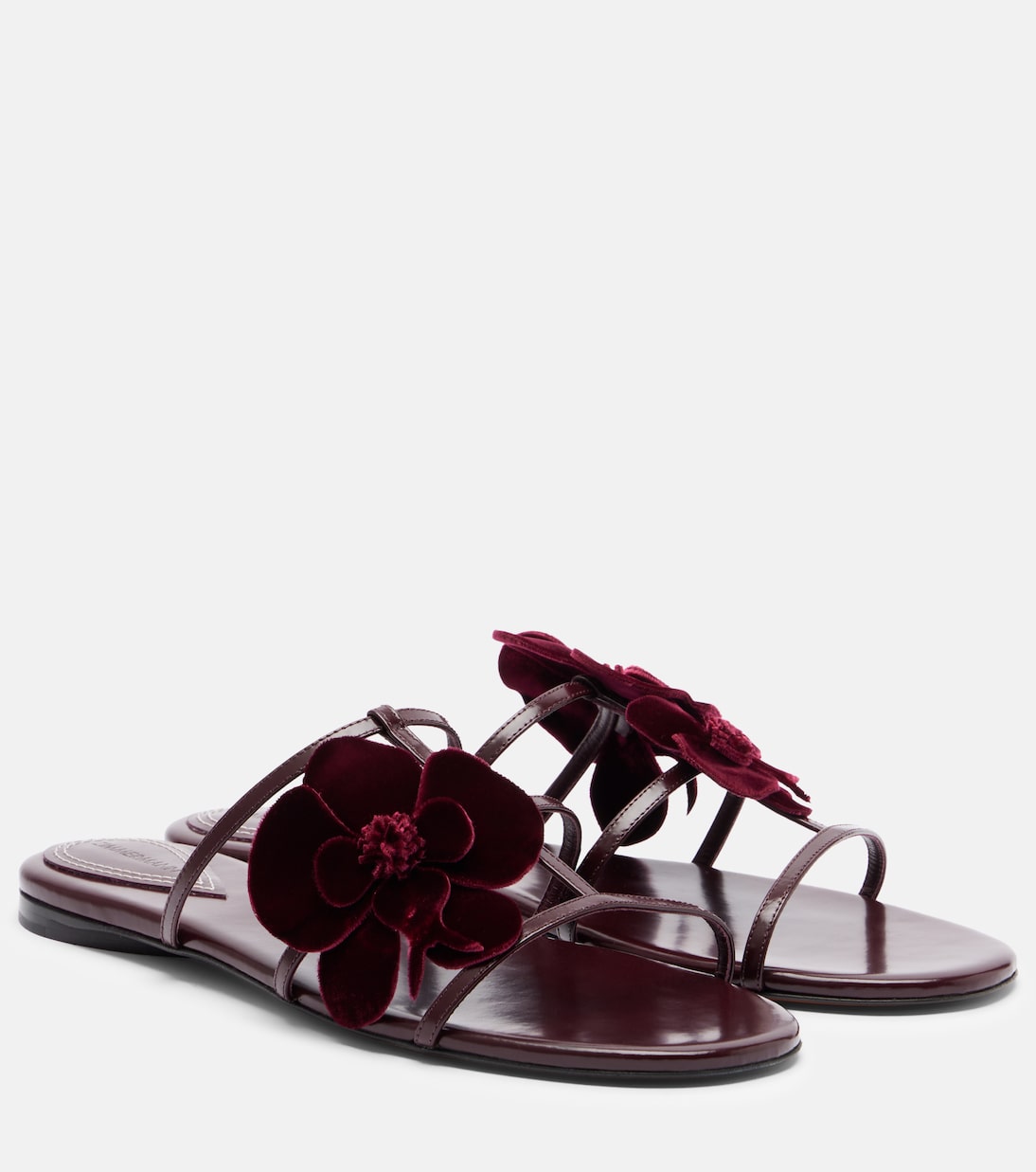 Orchid floral-appliqué leather sandals | Zimmermann