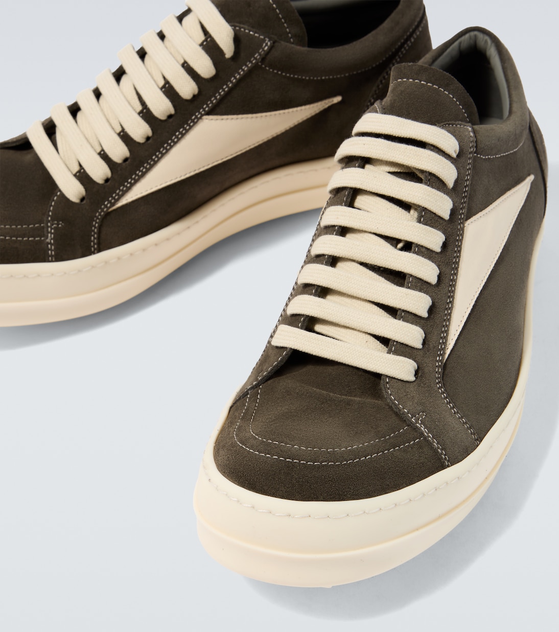 Vintage leather-trimmed suede sneakers | Rick Owens