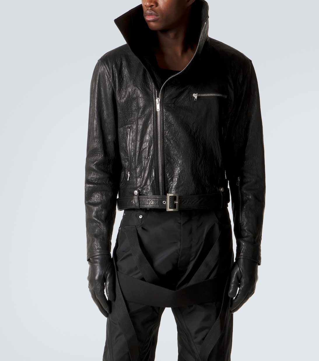 Dracubiker belted leather jacket | Rick Owens