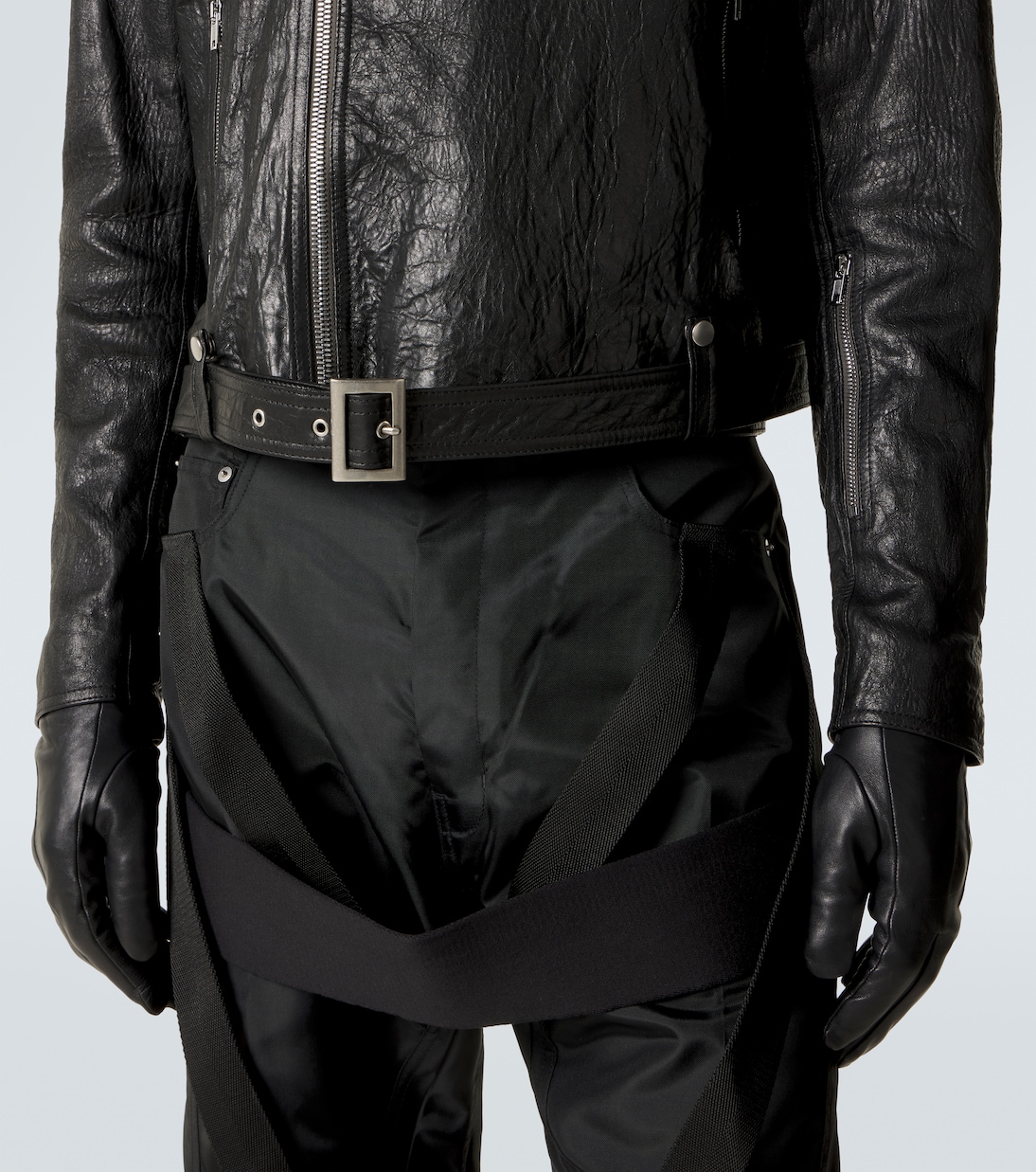 Dracubiker belted leather jacket | Rick Owens