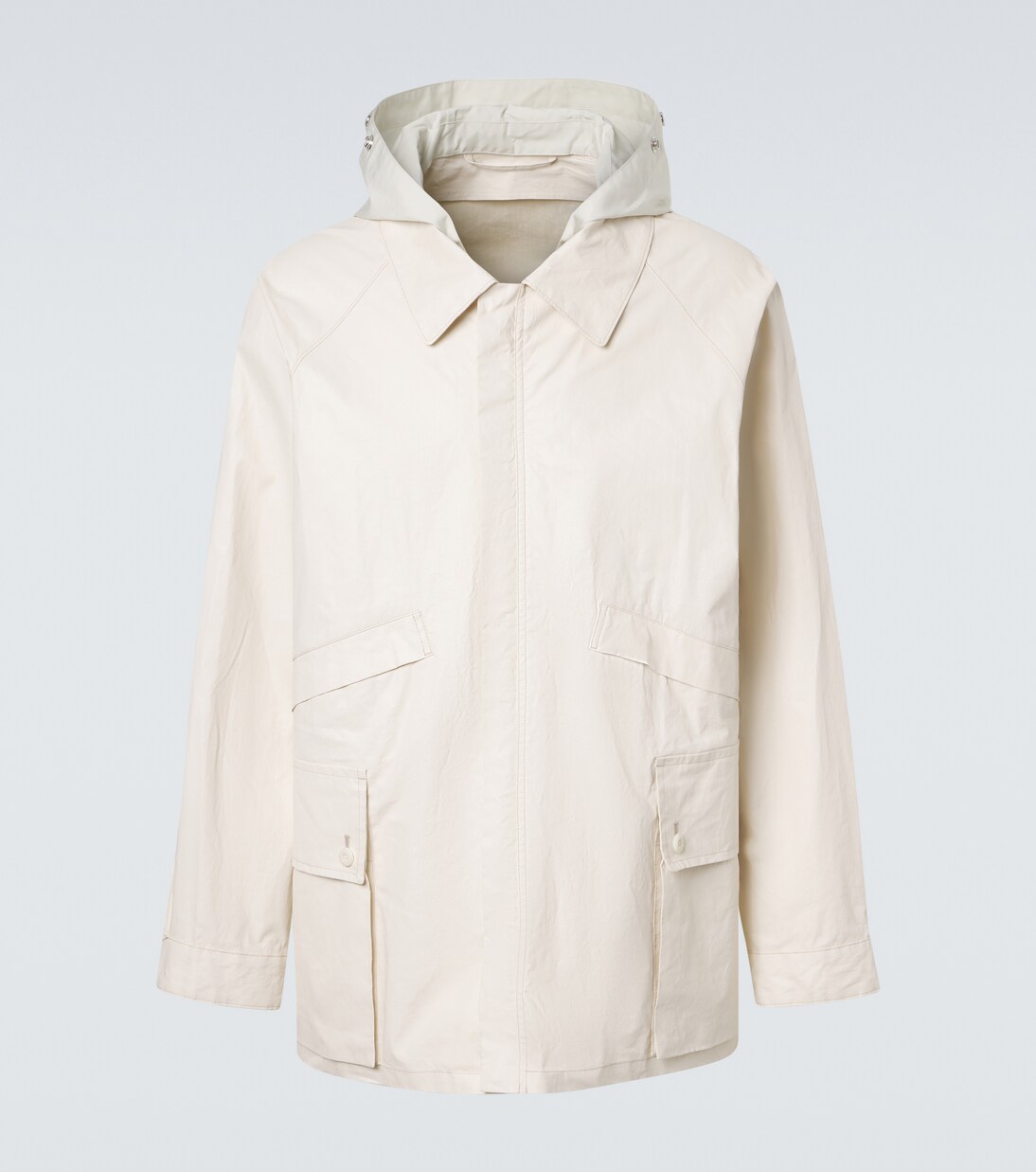 Hooded coated linen-blend raincoat | Lemaire