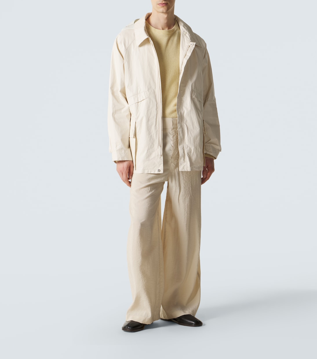 Hooded coated linen-blend raincoat | Lemaire