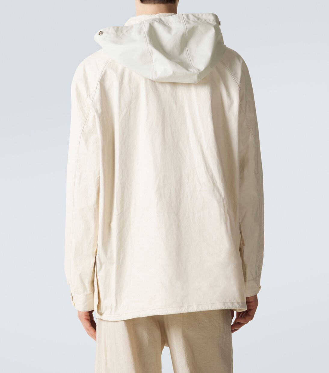 Hooded coated linen-blend raincoat | Lemaire