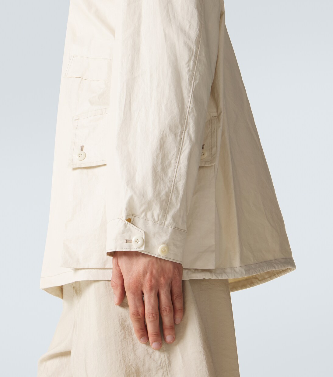 Hooded coated linen-blend raincoat | Lemaire