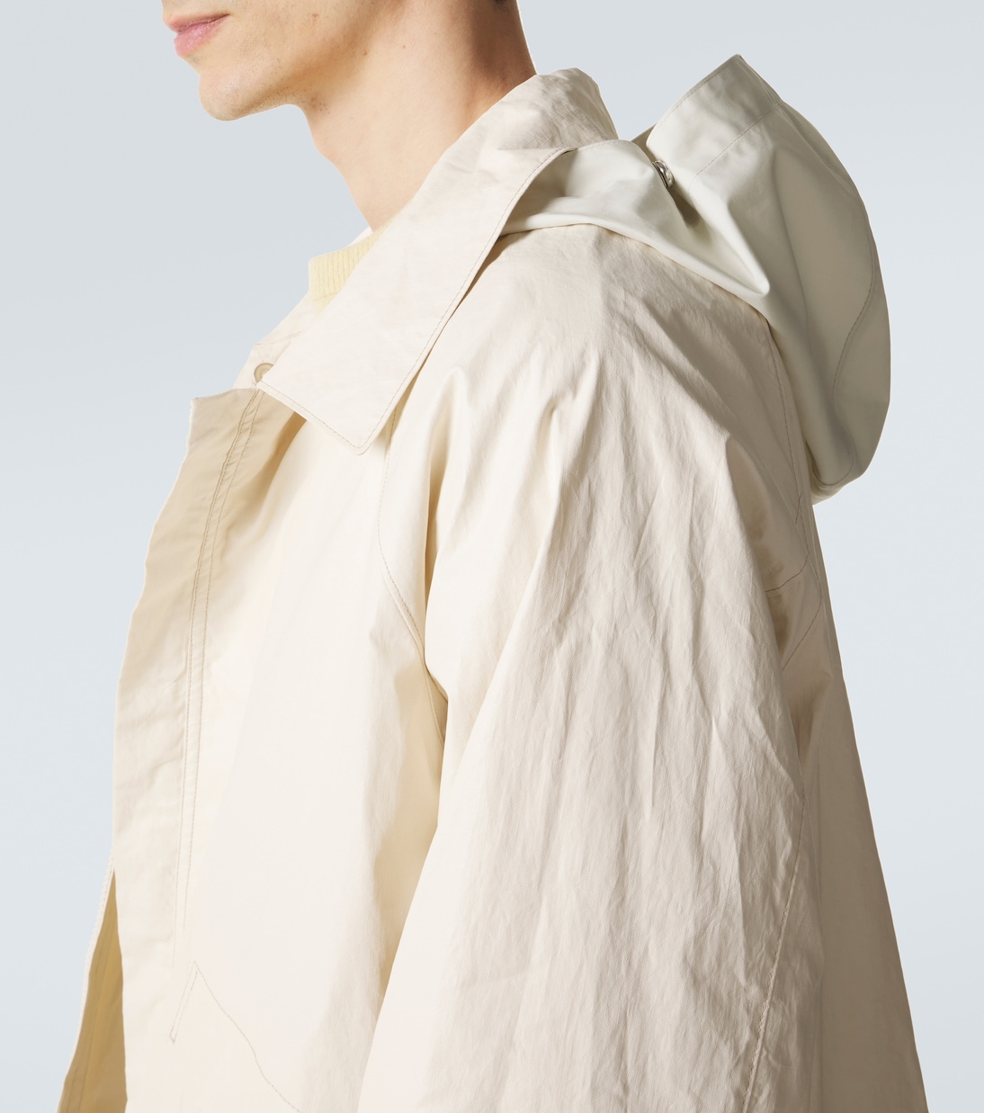 Hooded coated linen-blend raincoat | Lemaire