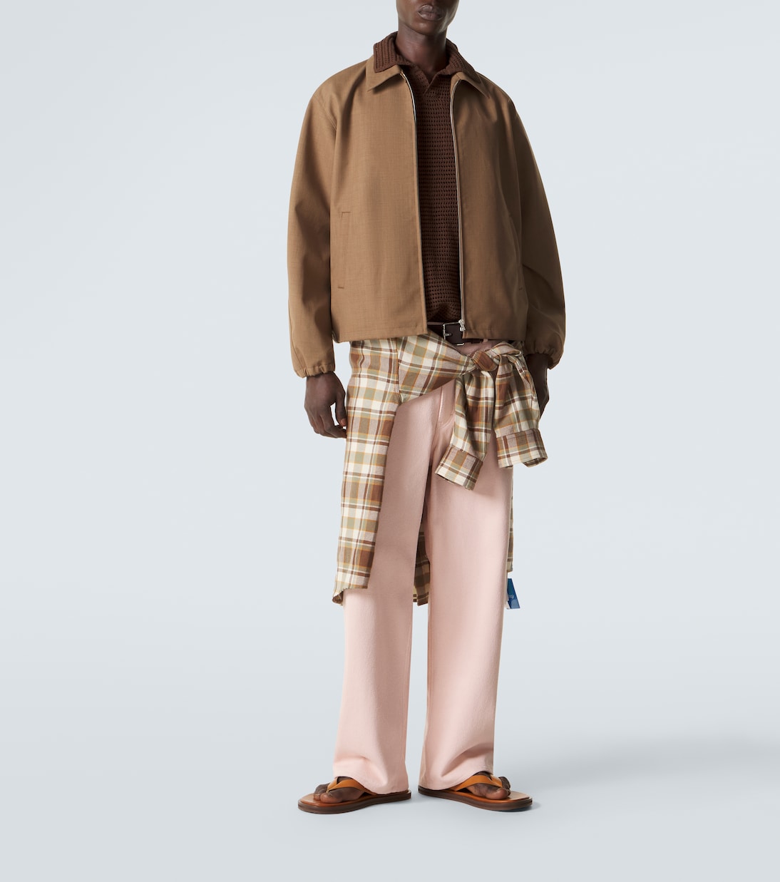 Open-knit cotton and silk polo sweater  | Auralee