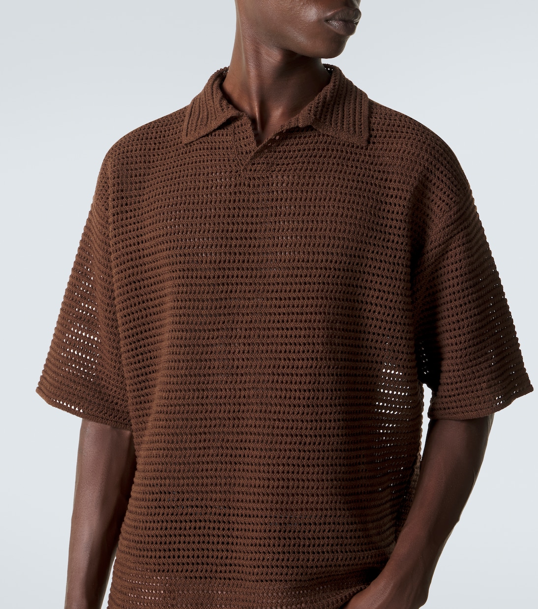 Open-knit cotton and silk polo sweater  | Auralee