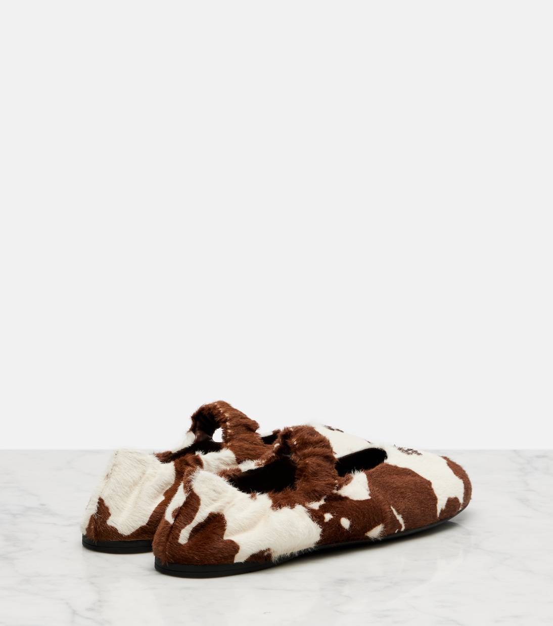 Cow-print calf hair Mary Jane flats | Miu Miu