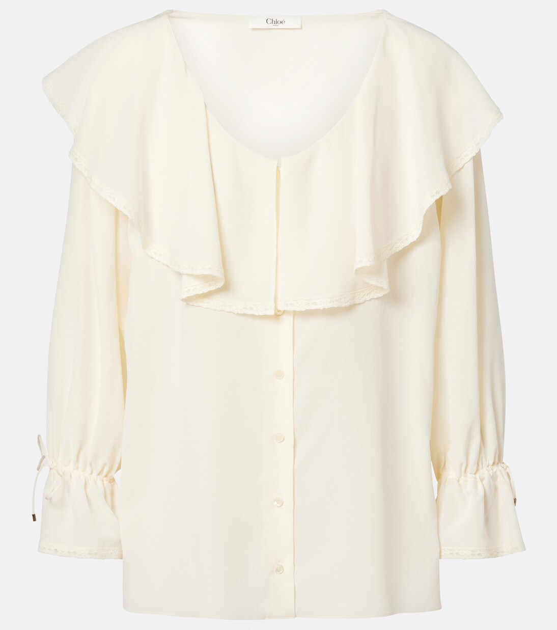 Lace-trimmed silk top | Chloé
