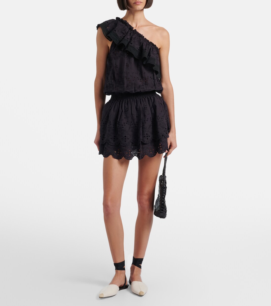 Vestido corto Bree de algodón con bordado inglés | Melissa Odabash