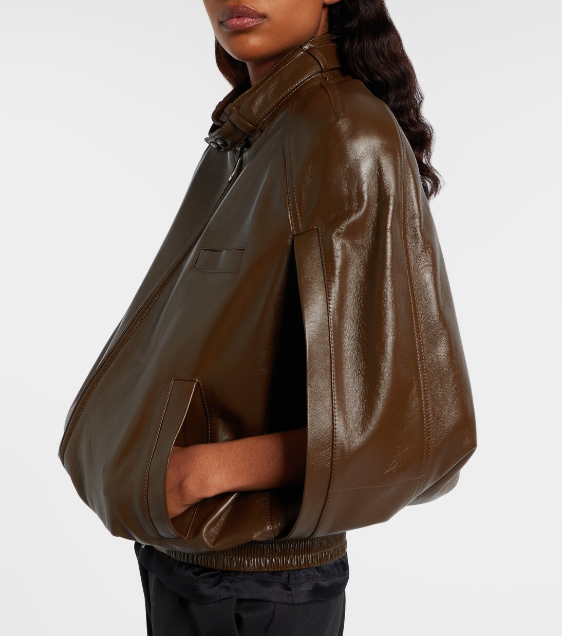 Caped leather bomber jacket | Phoebe Philo