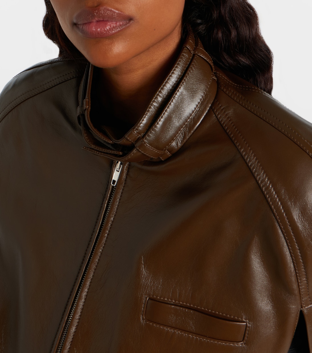 Caped leather bomber jacket | Phoebe Philo