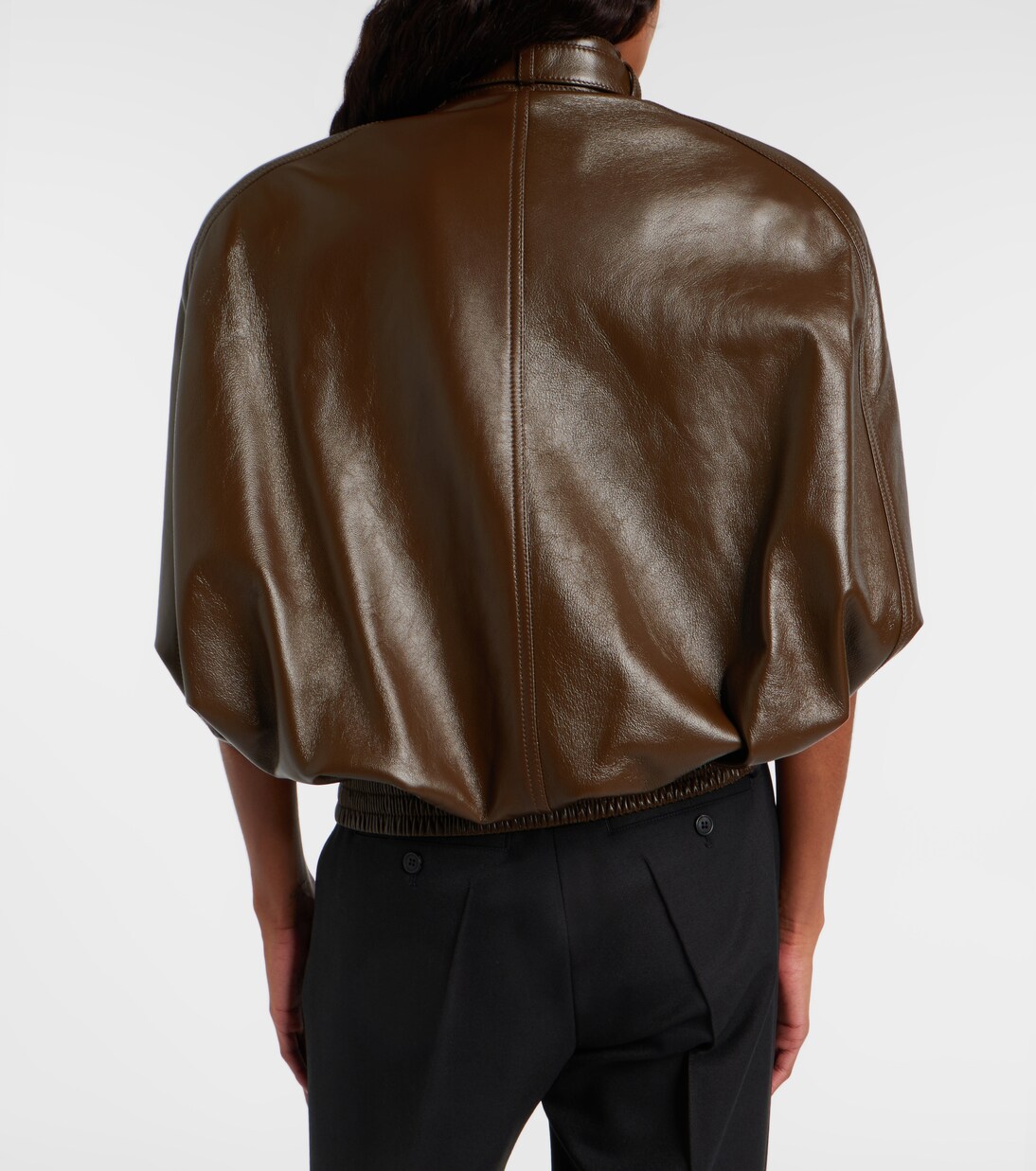 Caped leather bomber jacket | Phoebe Philo