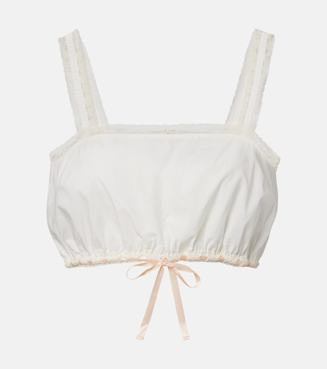 Alma lace-trimmed cotton crop top | Posse