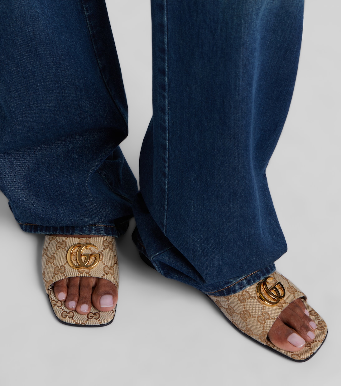 Double G GG Canvas slides | Gucci