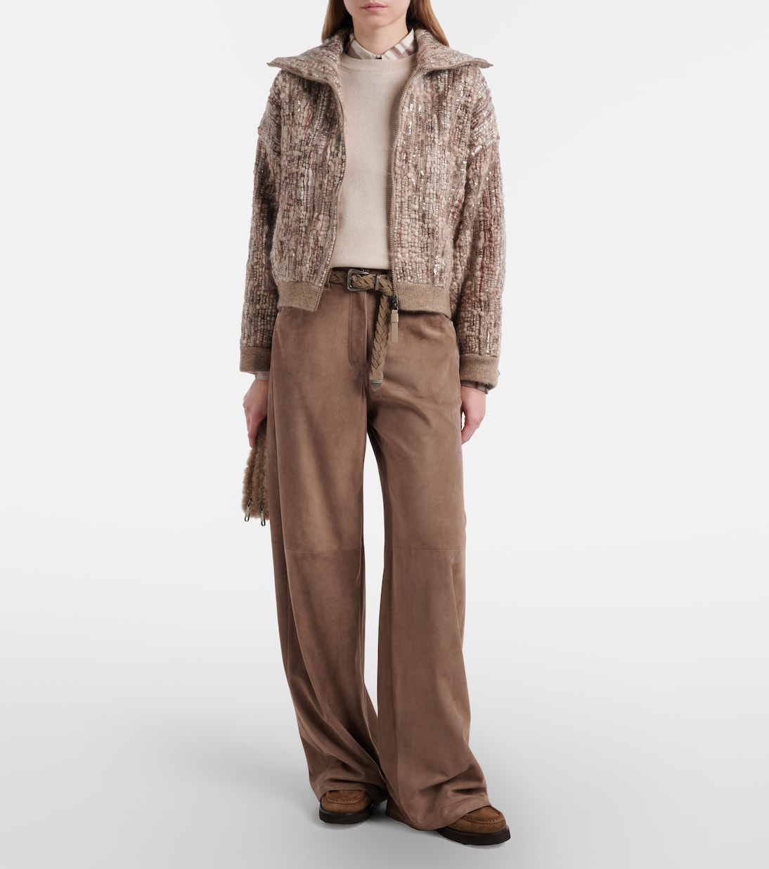 Suede wide-leg pants | Brunello Cucinelli