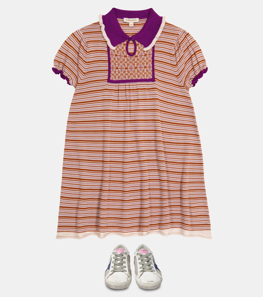 Robe Narwhale rayée en laine | Caramel