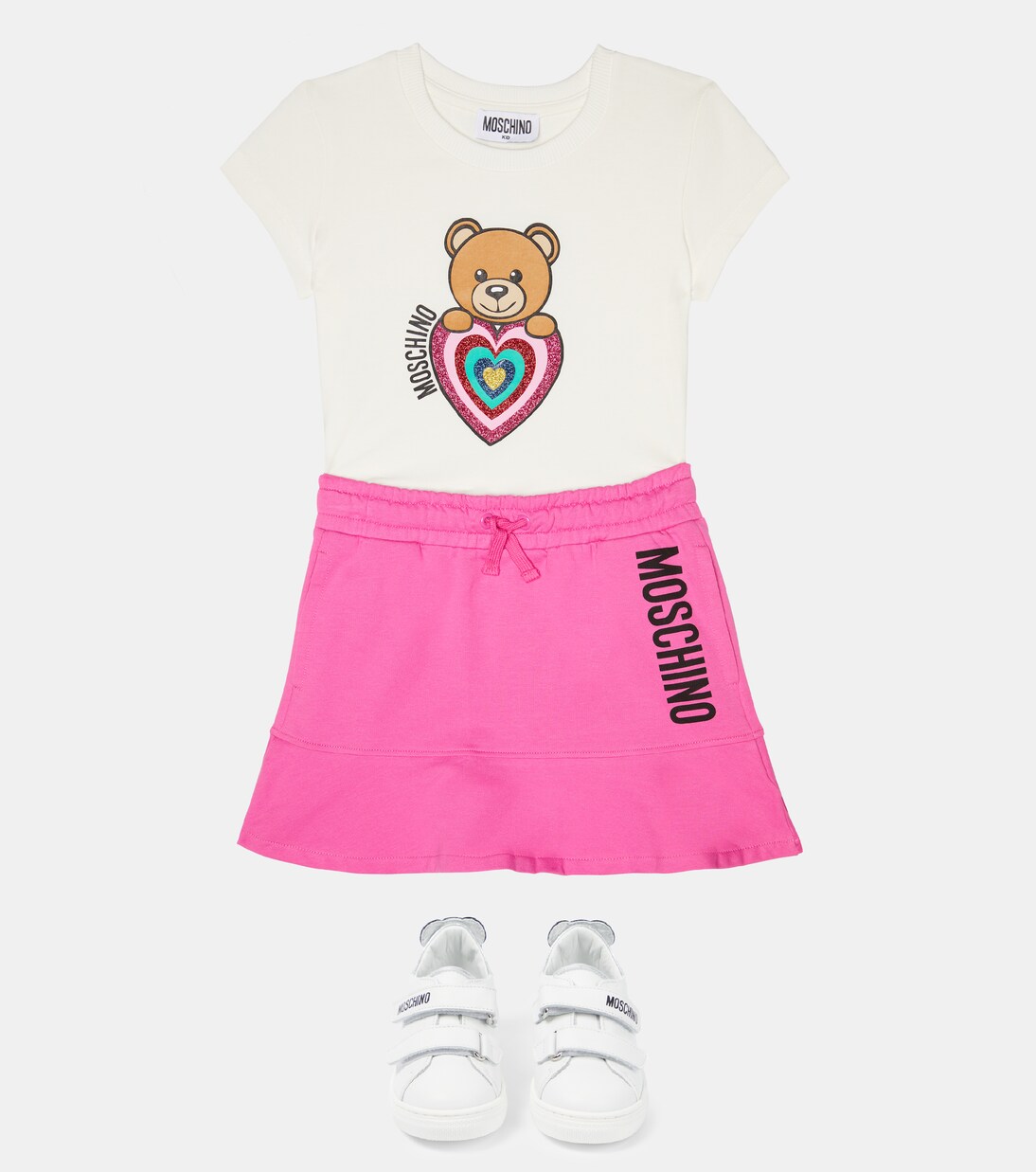 Jupe en coton mélangé à logo | Moschino Kids