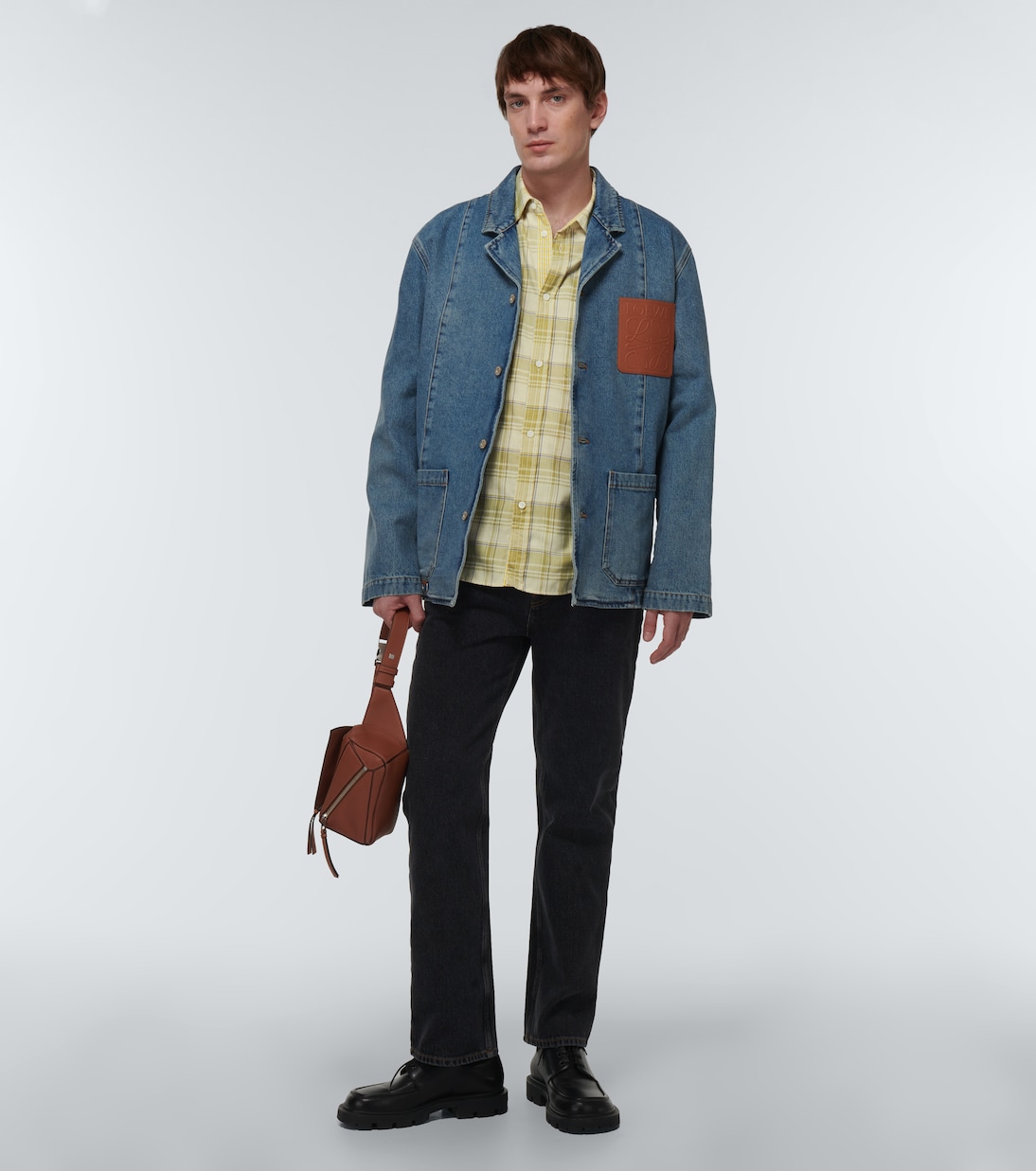 Camisa en mezcla de algodón a cuadros | Loewe