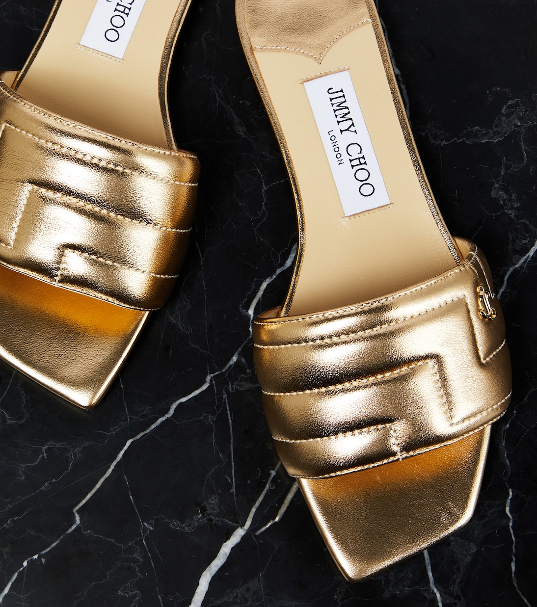 Themis metallic leather slides | Jimmy Choo