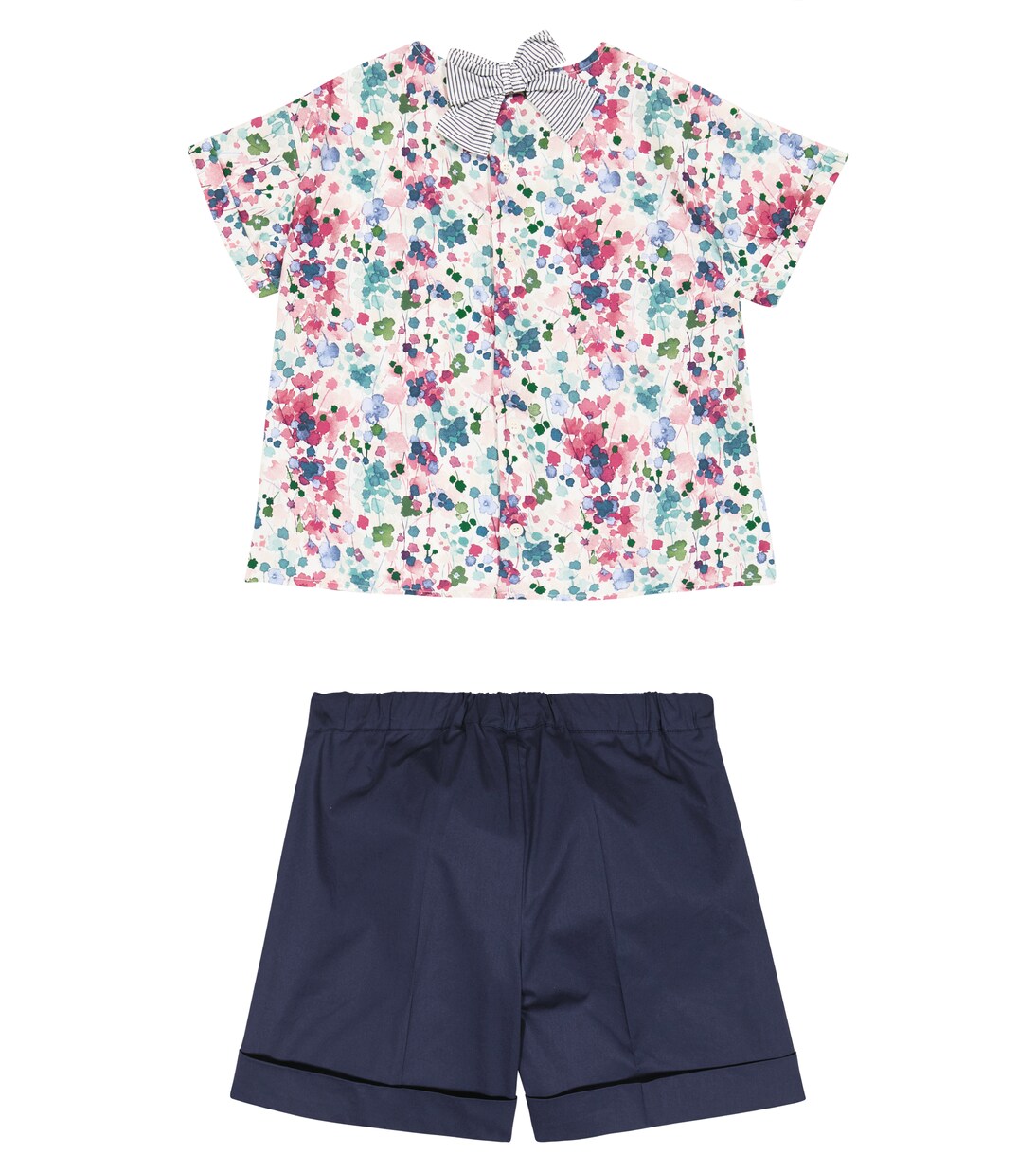 Top e shorts in cotone con stampa | Il Gufo