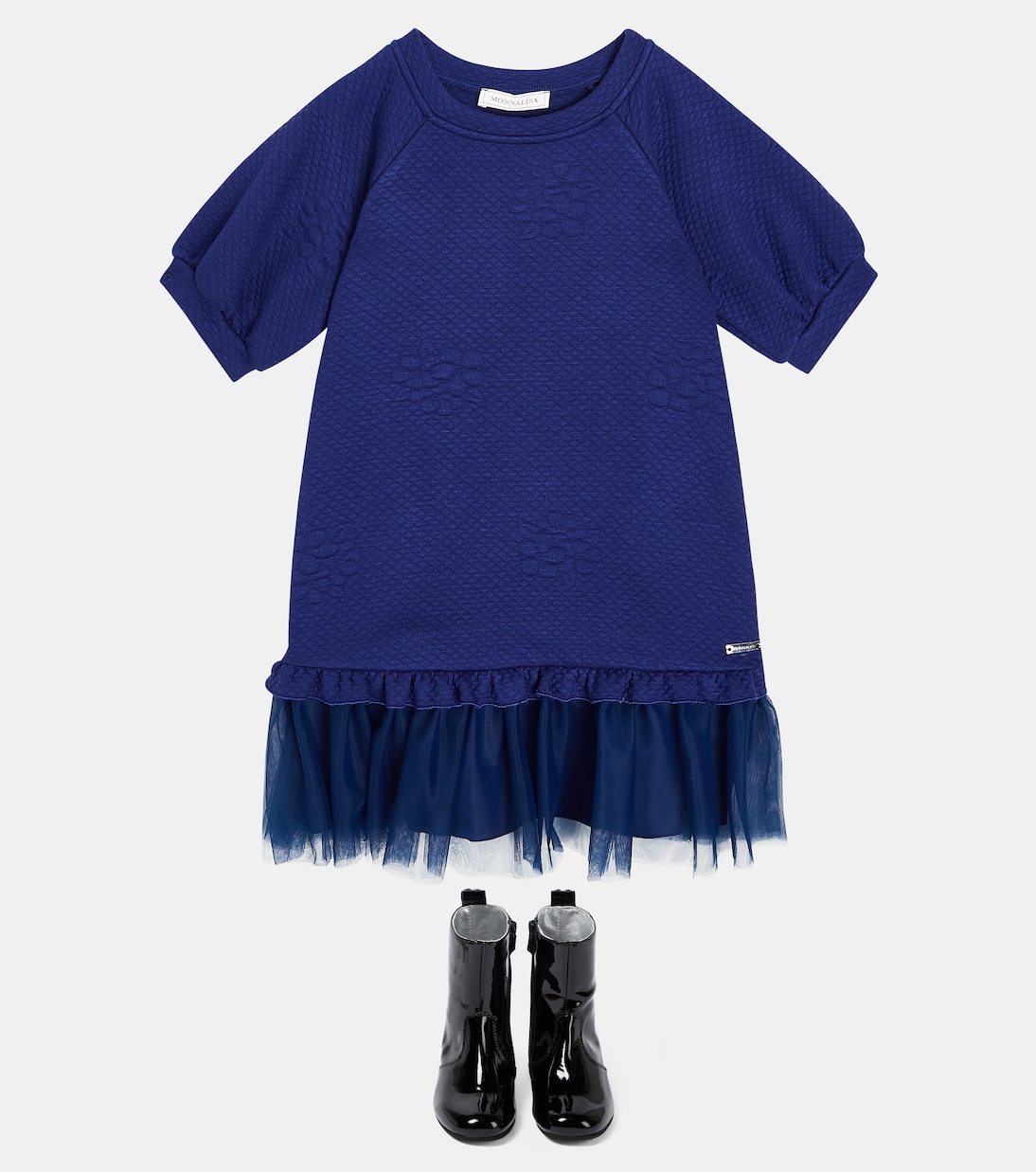 Jersey tulle-trimmed dress | Monnalisa