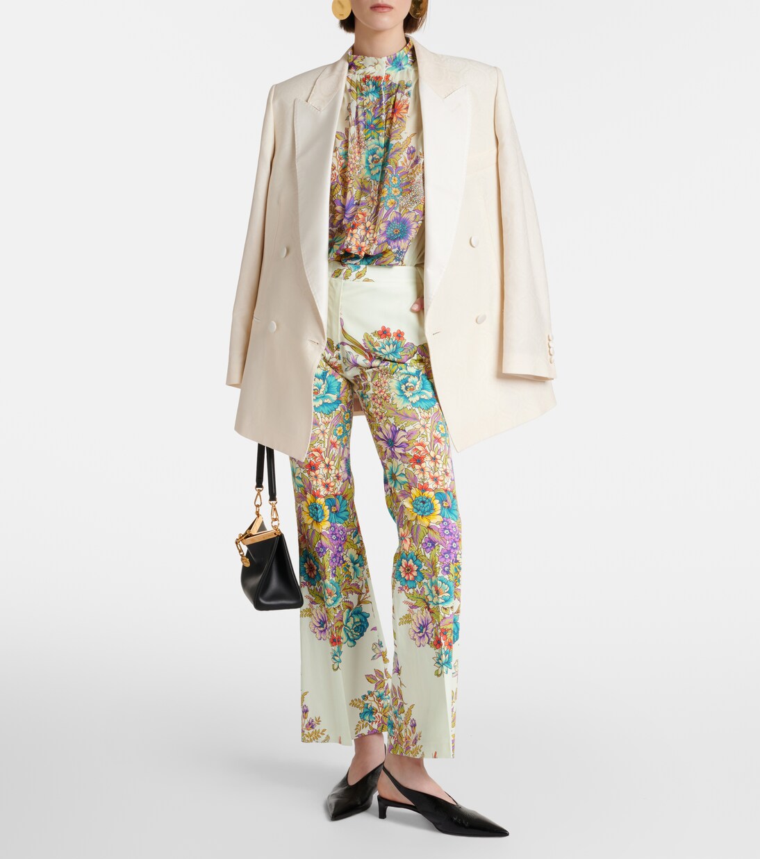Floral cotton-blend flared pants | Etro