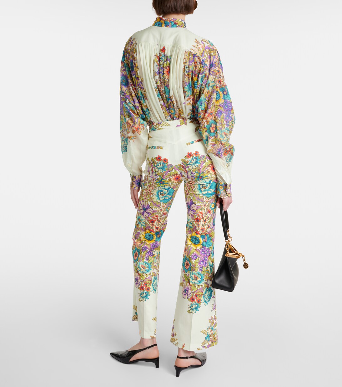 Floral cotton-blend flared pants | Etro