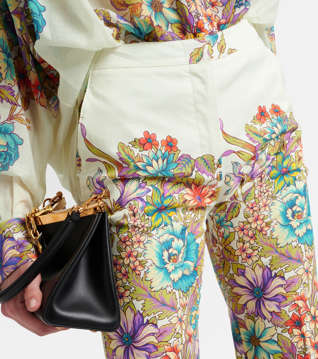 Floral cotton-blend flared pants | Etro