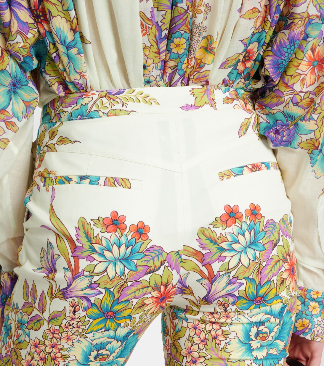 Floral cotton-blend flared pants | Etro