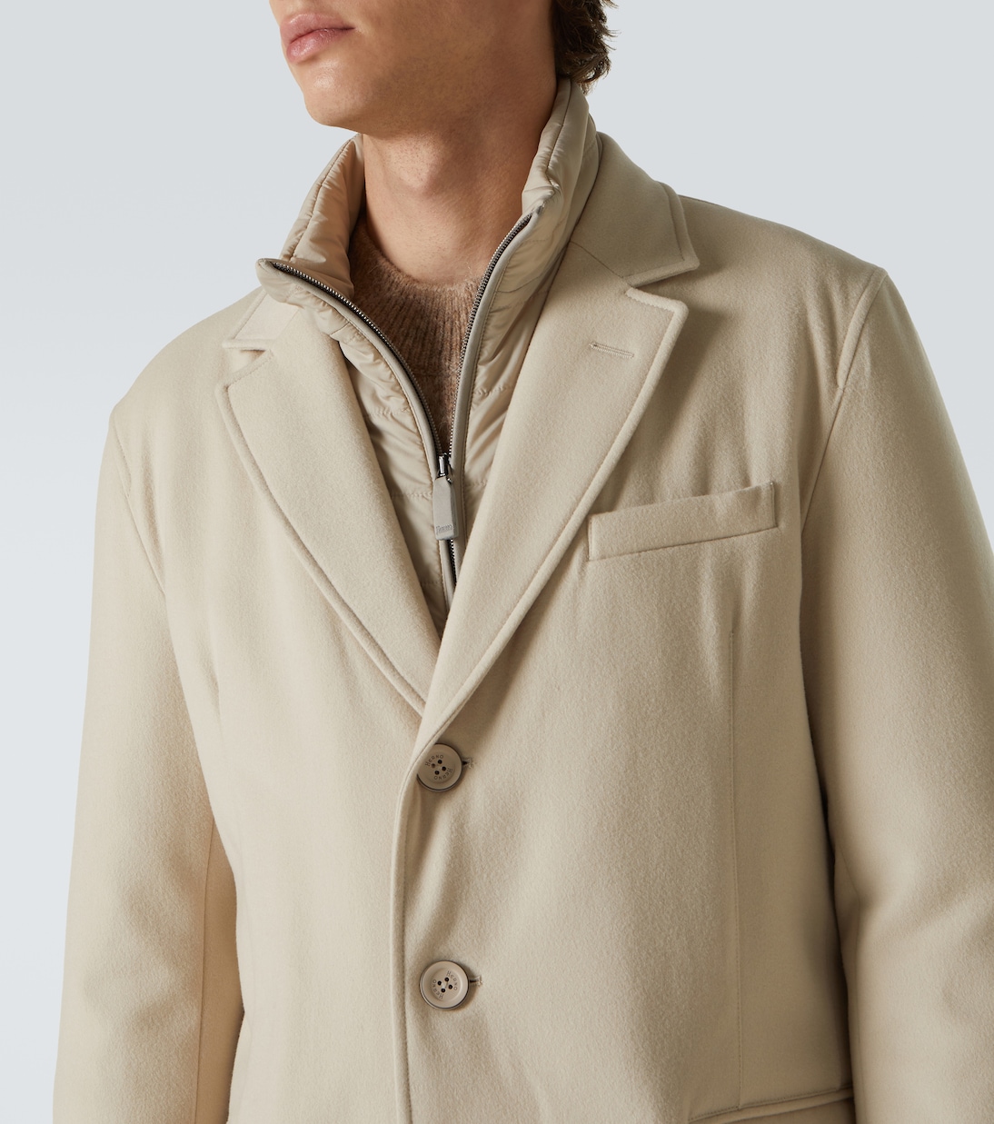 Abrigo de lana con chaleco a capas | Herno