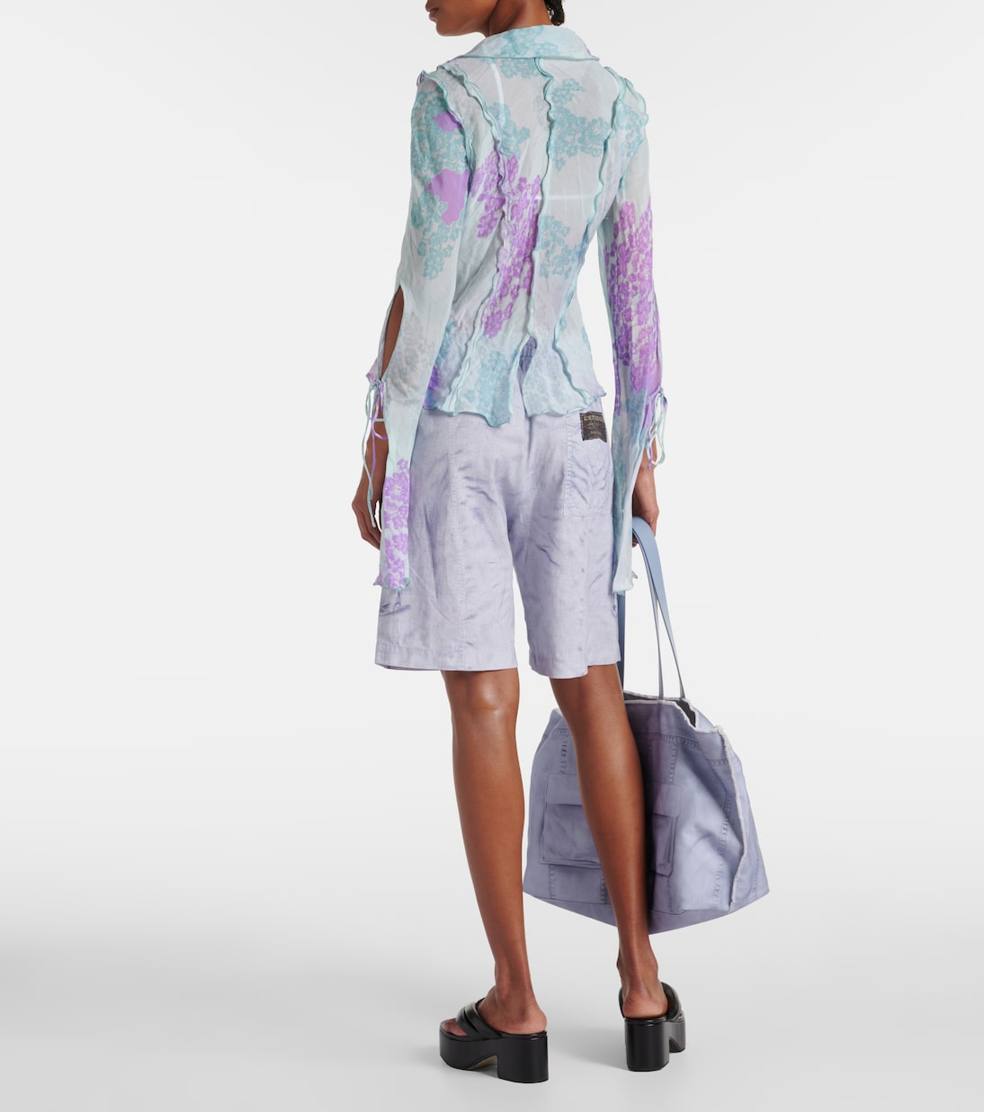 Printed cotton and silk chiffon top | Acne Studios