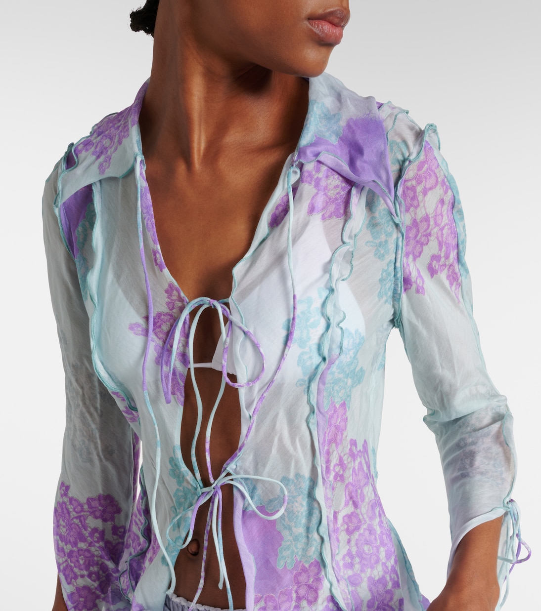 Printed cotton and silk chiffon top | Acne Studios