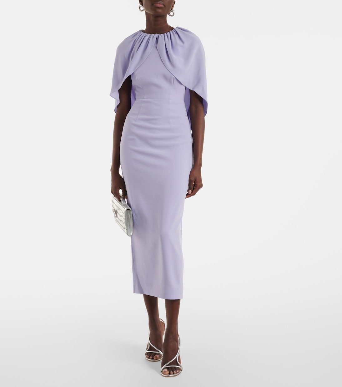 Caped crêpe satin cocktail dress | Roland Mouret